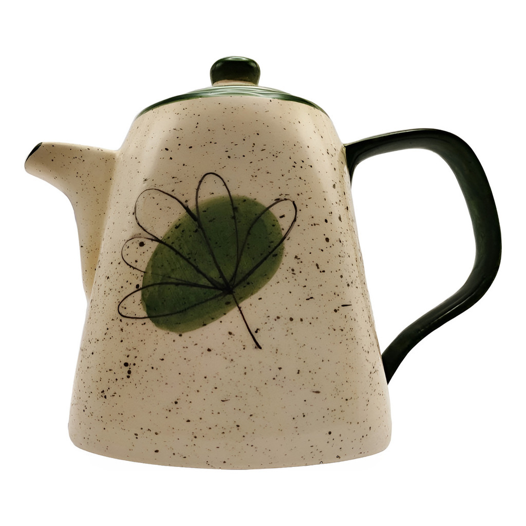 Bule De Café Chaleira Grande Verde Folha Cerâmica 1,2l Chá - Imagem 3
