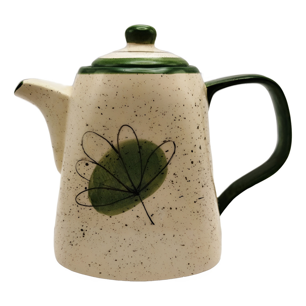 Bule De Café Chaleira Grande Verde Folha Cerâmica 1,2l Chá - Imagem 4