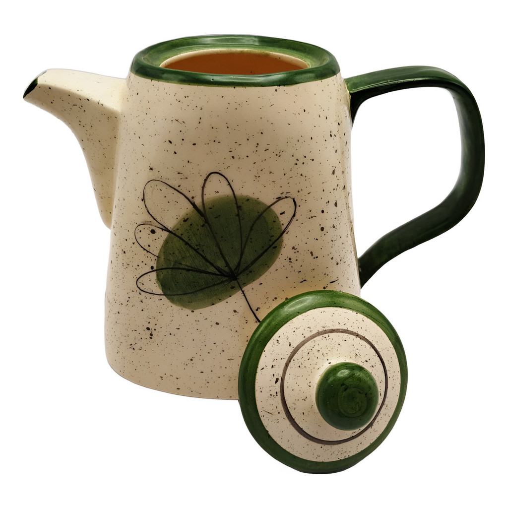 Bule De Café Chaleira Grande Verde Folha Cerâmica 1,2l Chá - Imagem 5