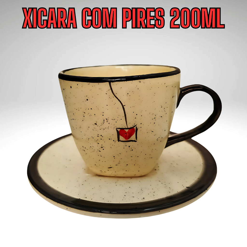 Jogo de Xicaras para Café de 200ml com Pires Cerâmica xícara para cafe jogo de chá - Imagem 4