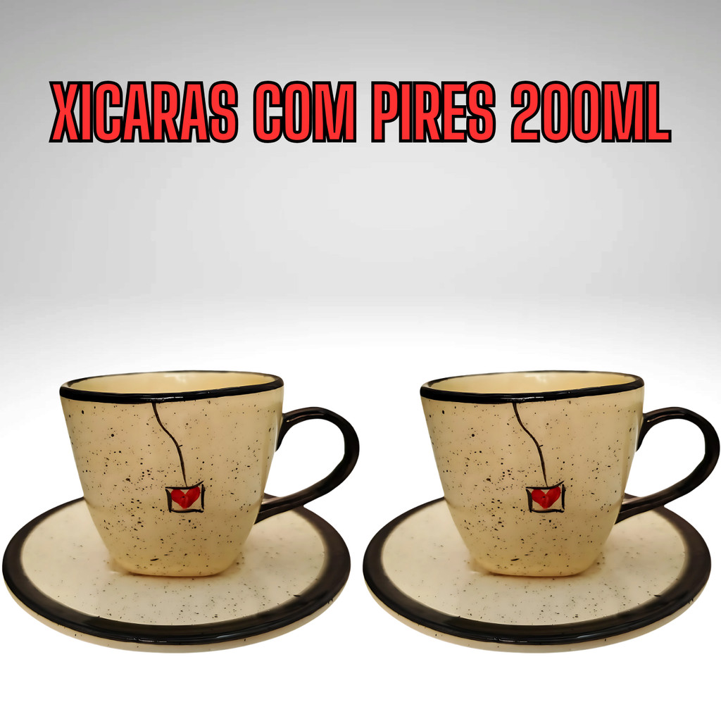 Jogo de Xicaras para Café de 200ml com Pires Cerâmica xícara para cafe jogo de chá - Imagem 5