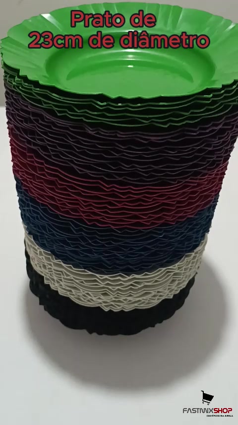 Conjunto com 30 Pratos Redondos Plástico Fundo Refeição Lanche Porções