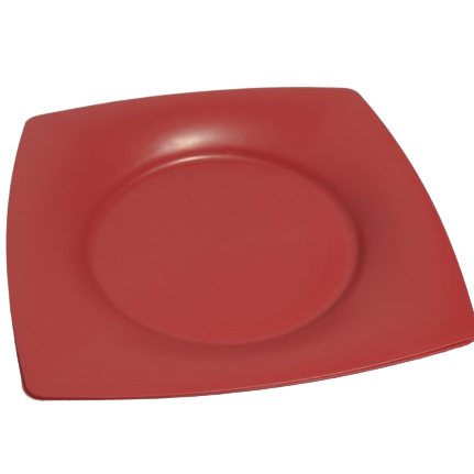 Kit 10 Prato Quadrado Jantar Vermelho Grande de Plástico Refeição Restaurante Bar Festas 22cm - Imagem 3