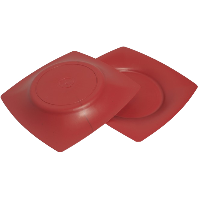 Kit 10 Prato Quadrado Jantar Vermelho Grande de Plástico Refeição Restaurante Bar Festas 22cm - Imagem 5