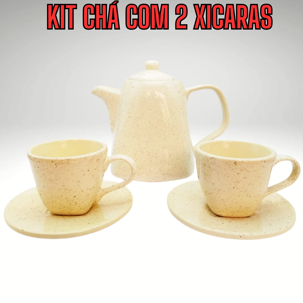 1 Chaleira e 2 Xícaras para café Cerâmica artística pintados a mão - Imagem 5