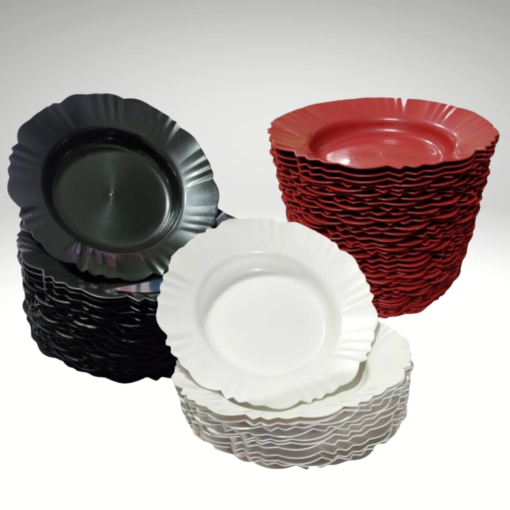 Conjunto 20 Pratos Redondo Pétala Refeição Plástico Coloridos - Imagem 2