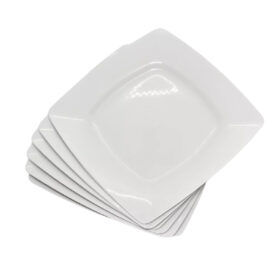 Kit 50 Pratos Jantar Quadrado 22Cm Versátil Refeições