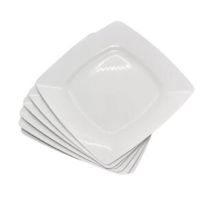 Kit 50 Pratos Jantar Quadrado 22Cm Versátil Refeições