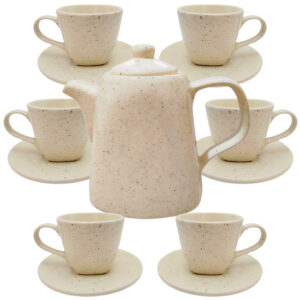 Kit de 6 Xícaras para café 200ml + 1 Chaleira Jogo de chá com Pires ceramica Canecas  Feitos a mão