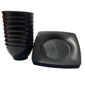 Kit Cumbuca e Prato Quadrado de plástico Festa Eventos churrasco Aniversários Comemorações