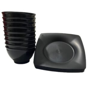 Kit Cumbuca e Prato Quadrado de plástico Festa Eventos churrasco Aniversários Comemorações