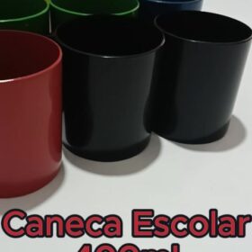 Kit C/20 Caneca Copo Escolar Colorido Leite Infantil Café Plastico 400ml