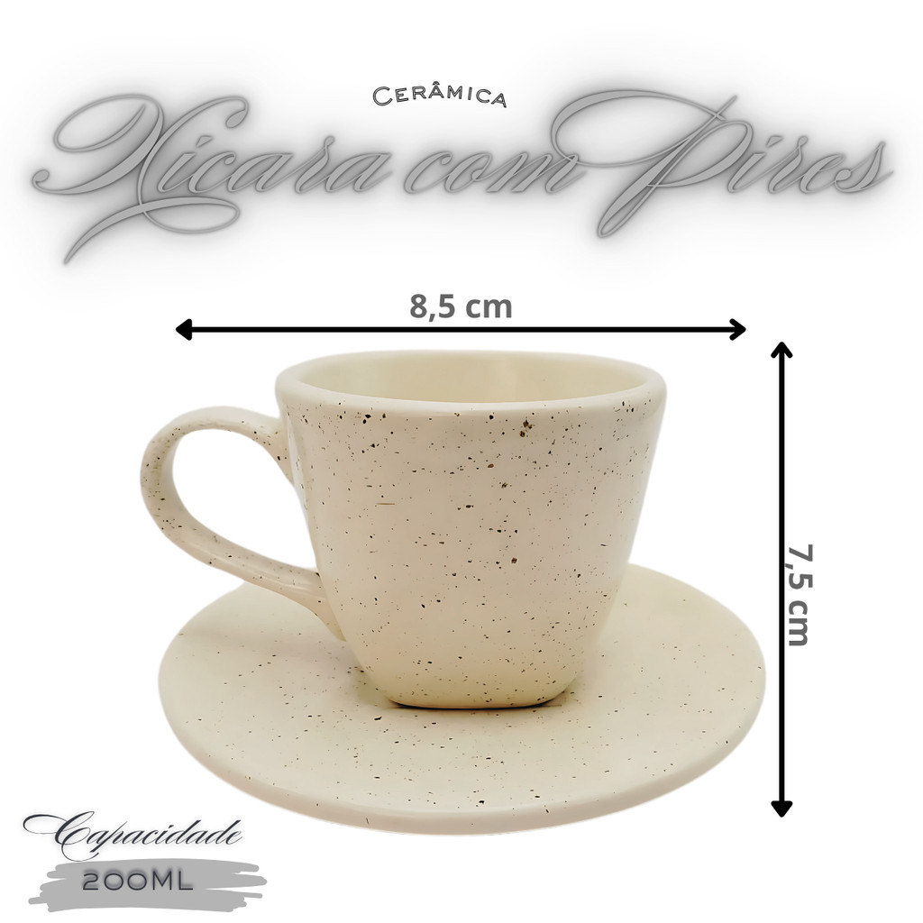 Chaleira Açucareiro 4 Xícaras Com Pires Para Servir Chá Chapiscado Cerâmica - Imagem 4