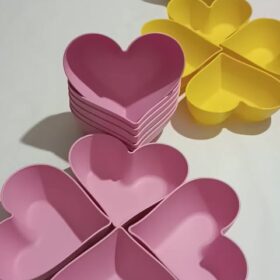kit 4 Petisqueira de Coração Cumbuca De Plástico Vermelha Porção Lindo Presente Amor Namorados