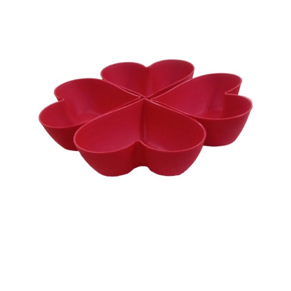 kit 4 Petisqueira de Coração Cumbuca De Plástico Vermelha Porção Lindo Presente Amor Namorados - Imagem 3