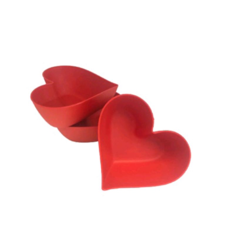 kit 4 Petisqueira de Coração Cumbuca De Plástico Vermelha Porção Lindo Presente Amor Namorados - Imagem 5