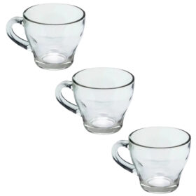 Kit com 3 Canecas de vidro com 280ml ideal para Café Chá fratelli Praticidade Sofisticado