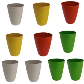Kit 10 Copos de Plástico Colorido 300ml Resistente Sucos Bebidas