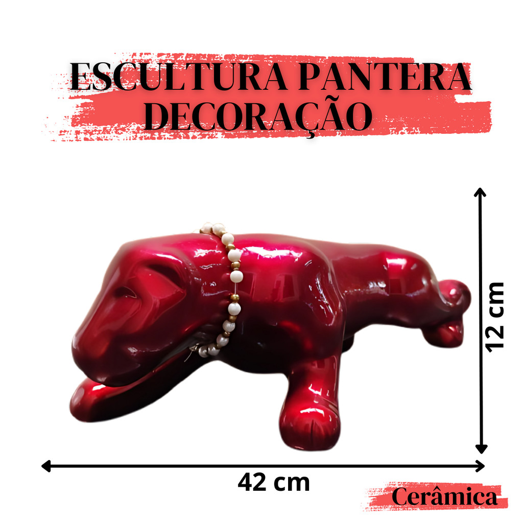 Escultura Decotação Pantera 42cm Elegância Selvagem para Ambientes Sofisticados - Imagem 5