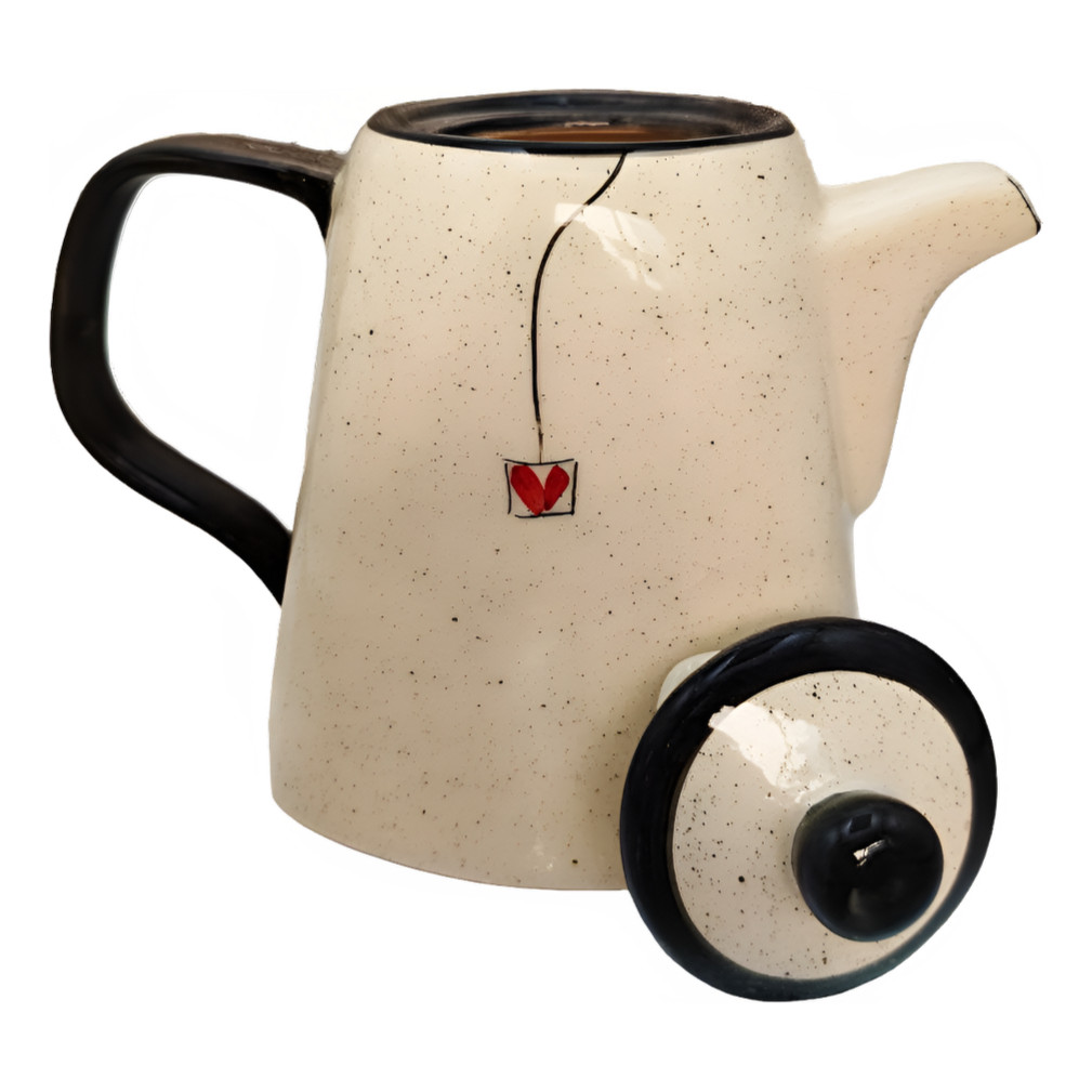 Bule De Café Chaleira Com Tampa Coração Cerâmica 1,2 L - Imagem 3