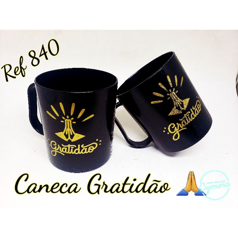 Caneca Plastico Gratidão kit presente 30 unidades 400ml.