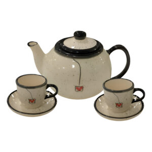 Jogo De Café Chá Bule 600ml Cerâmica Esmaltado Pintado A Mão