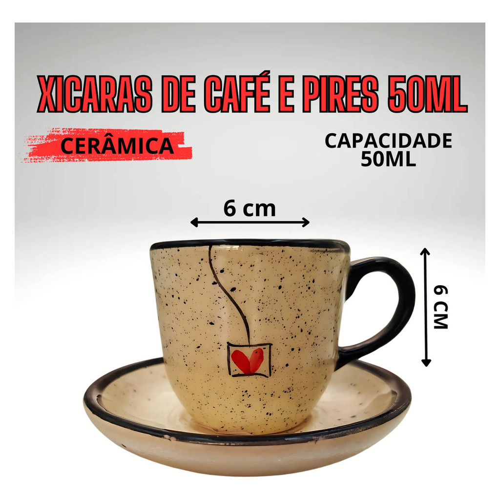 Jogo De Café Chá Bule 600ml Cerâmica Esmaltado Pintado A Mão - Imagem 4