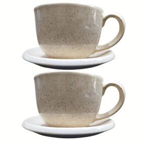 Kit 2 Canecas Xícaras Consume Grande 700ml Cerâmica Jumbo Chapiscado Sopas Caldos