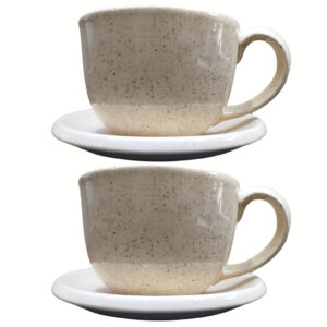 Kit 2 Canecas Xícaras Consume Grande 700ml Cerâmica Jumbo Chapiscado Sopas Caldos