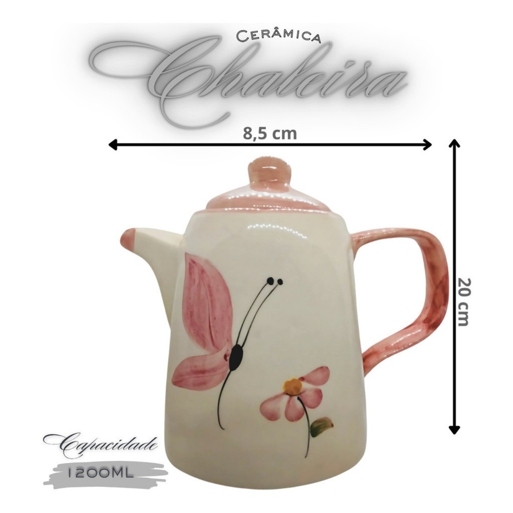 Conjunto de 2 Xícaras de Chá 200ml com Chaleira 1,2ml e Açucareiro - Imagem 4