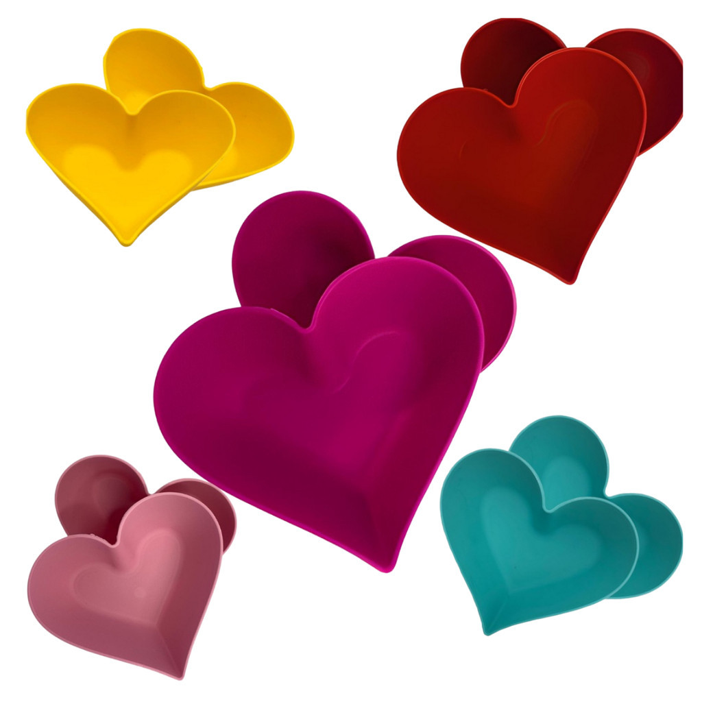 Kit 10 Cumbucas Petisqueira Coração 300ML Plástico Amor Namorados Corações Aniversário Comemoração - Imagem 2