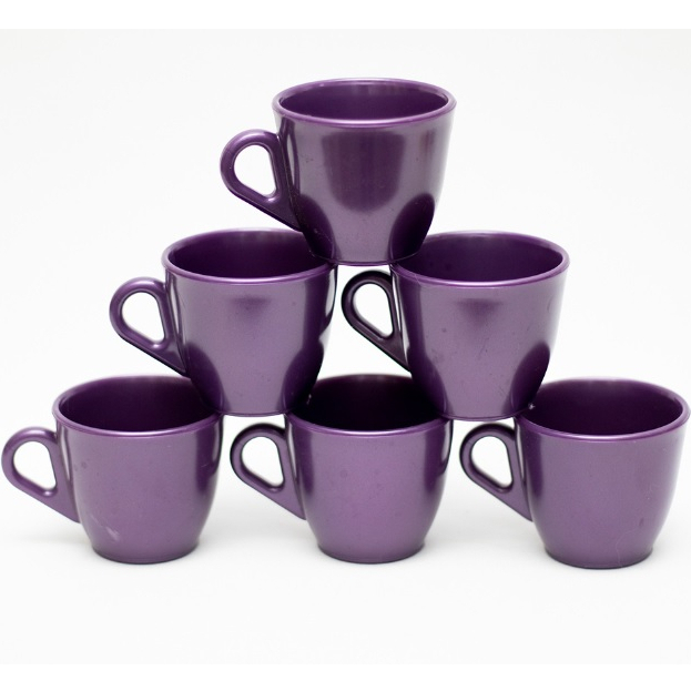 Jogo kit com 6 Xícaras Pequenas Café 60ml Cafézinho Plástico/Acrílico Cores Candy