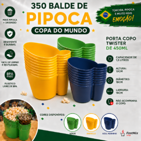Kit 350 Balde De Pipoca Patriota Copa Do Mundo Verde Amarelo Azul